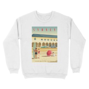 Alternative view of Sydney, Bondi Bathers Pavilion, 1960 Unisex Crewneck Sweatshirt
