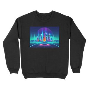 Synthwave Neon City Unisex Crewneck Sweatshirt