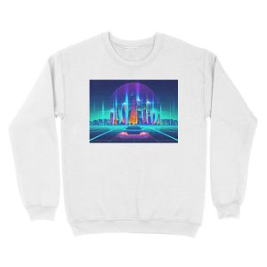 Alternative view of Synthwave Neon City Unisex Crewneck Sweatshirt