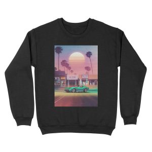 Synthwave Sunset Drive Unisex Crewneck Sweatshirt