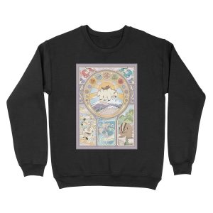 Team Avatar and Original Benders, Art Nouveau Unisex Crewneck Sweatshirt