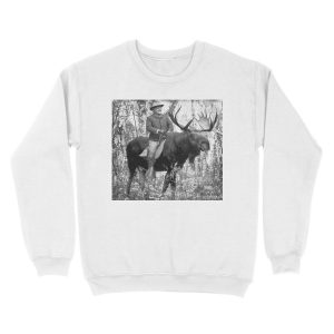 Alternative view of Teddy Roosevelt Riding A Bull Moose Unisex Crewneck Sweatshirt