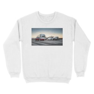 Alternative view of Tesla family Unisex Crewneck Sweatshirt
