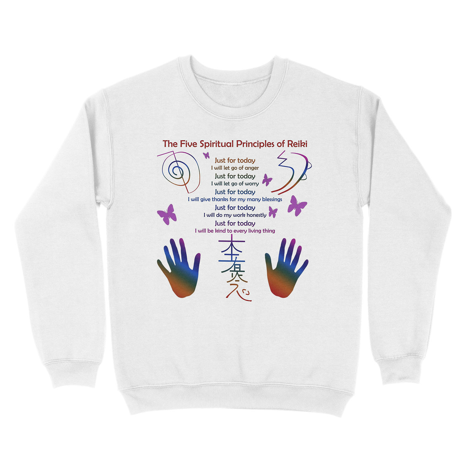 The 5 Principles of Reiki Unisex Crewneck Sweatshirt - Image 2