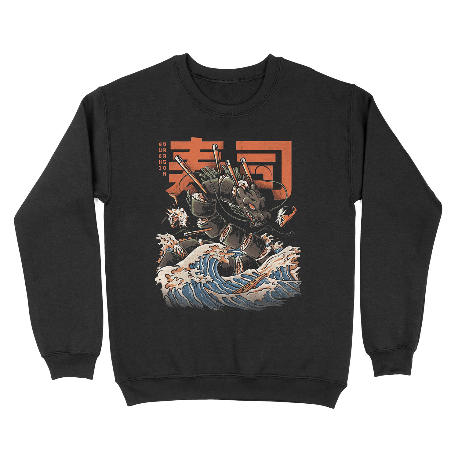 The Black Sushi Dragon Unisex Crewneck Sweatshirt