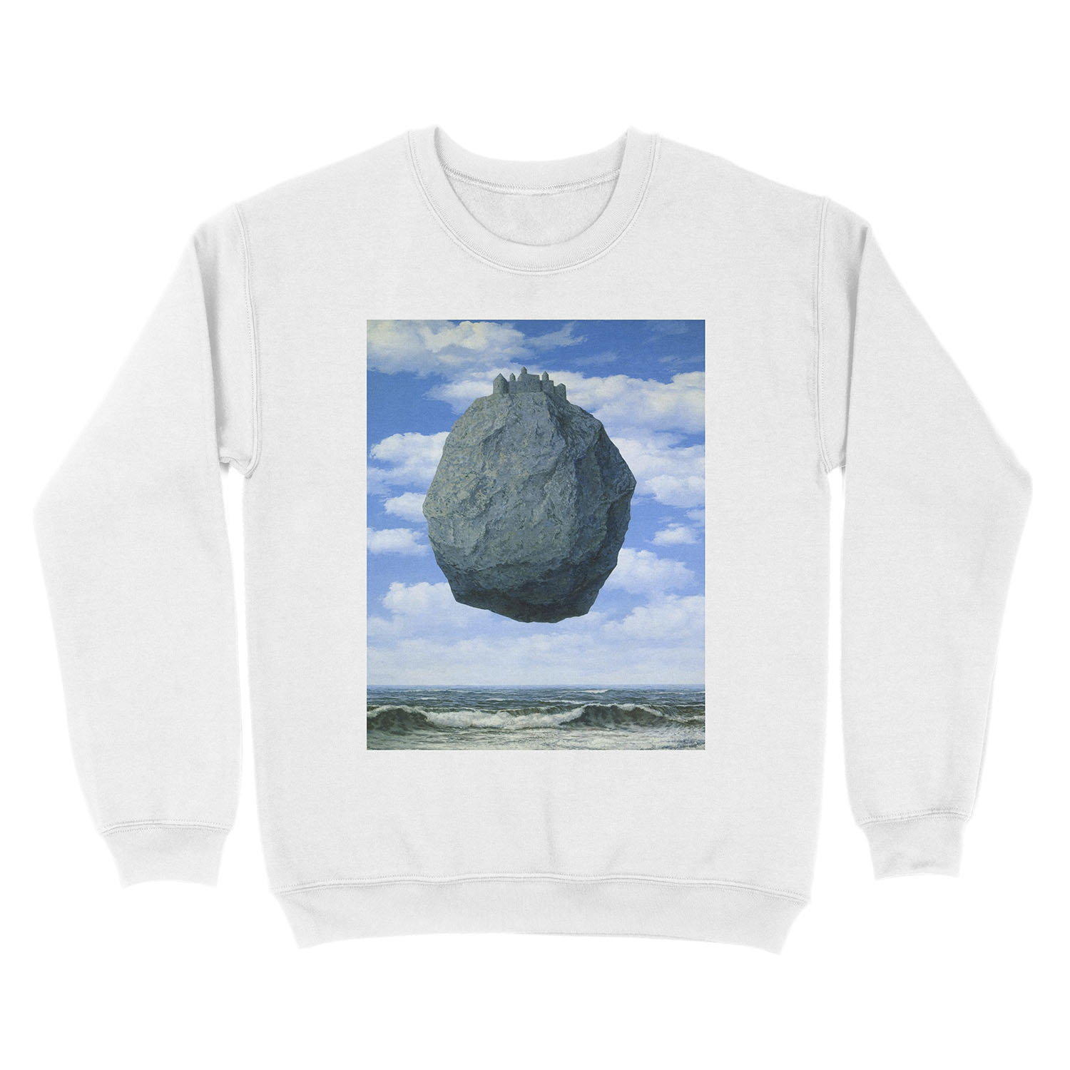 The Castle of the Pyrenees( Le Chateau de Pyrenees)-Rene Magritte Unisex Crewneck Sweatshirt - Image 2