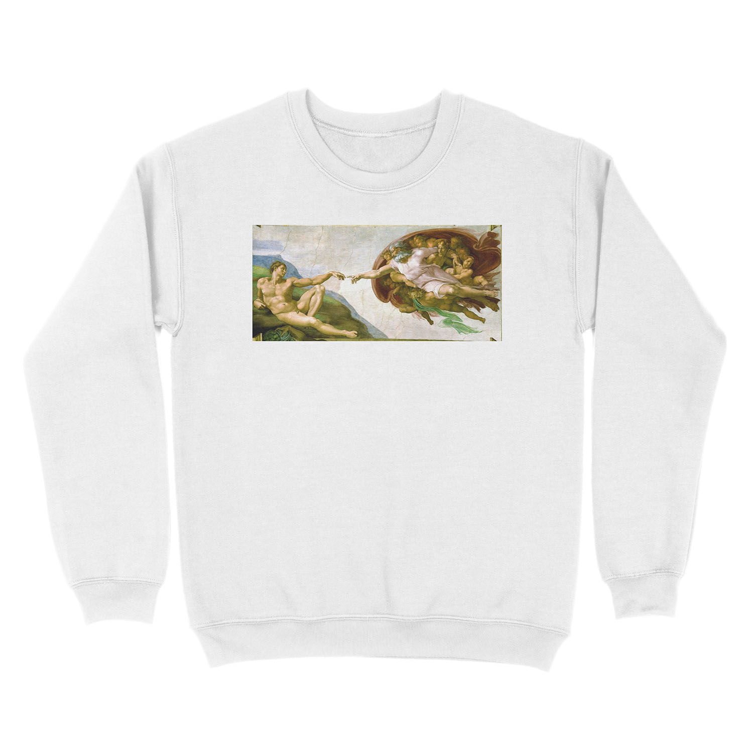 The Creation of Adam Painting by Michelangelo Sistine Chapel Unisex Crewneck Sweatshirt - Image 2