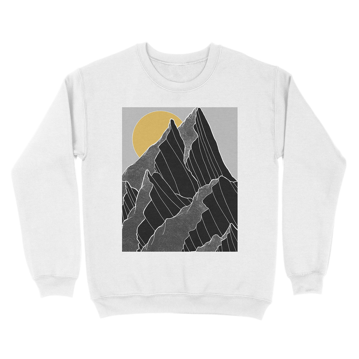 The dark peaks under the golden sun Unisex Crewneck Sweatshirt - Image 2