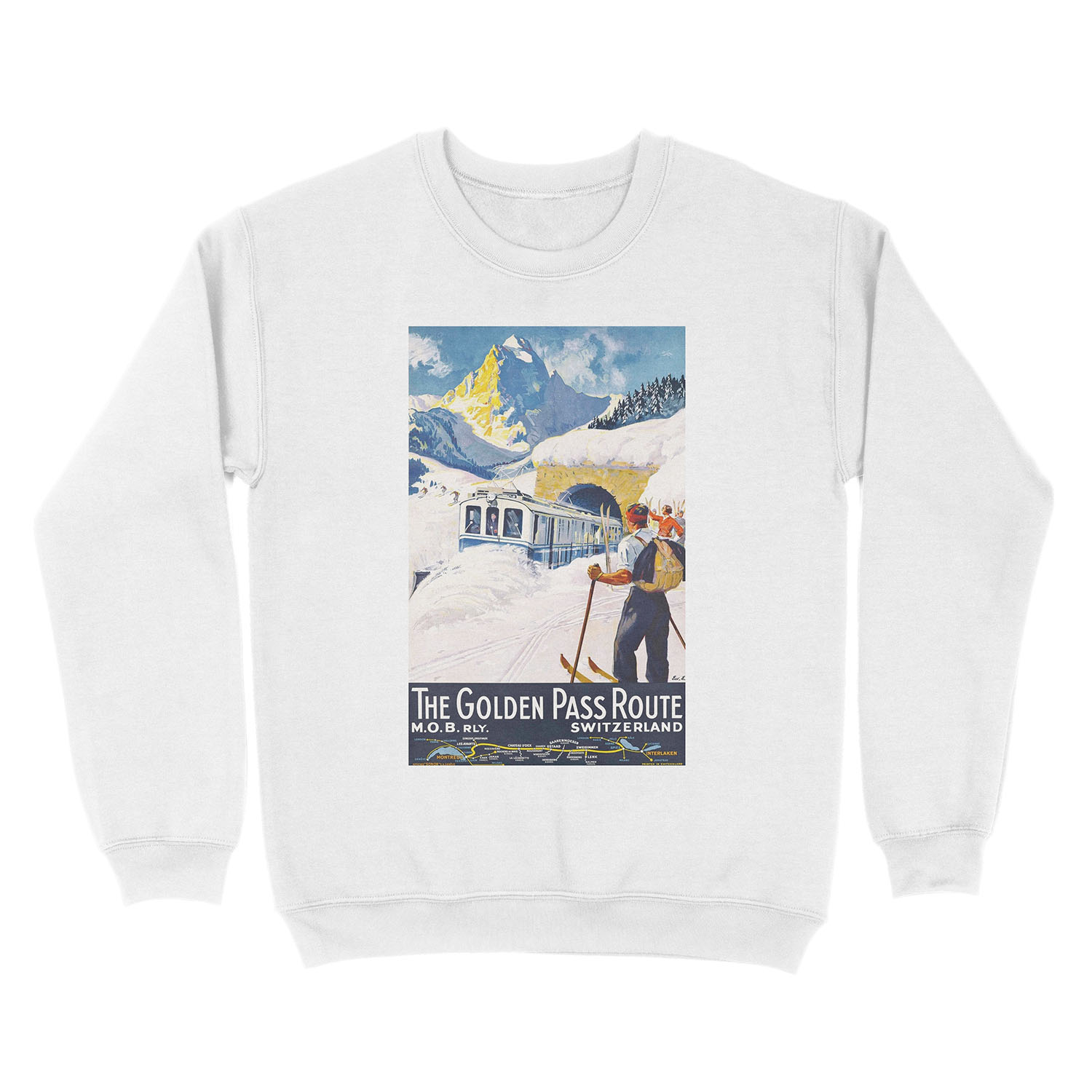 The Golden Pass - Vintage Ski Unisex Crewneck Sweatshirt - Image 2