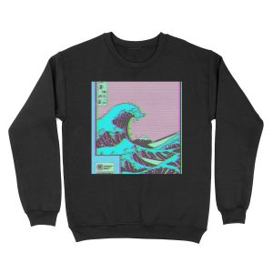 The Great Wave off Vaporwave Kanagawa Unisex Crewneck Sweatshirt