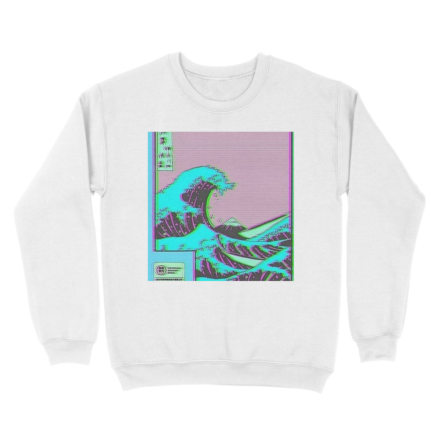 The Great Wave off Vaporwave Kanagawa Unisex Crewneck Sweatshirt - Image 2