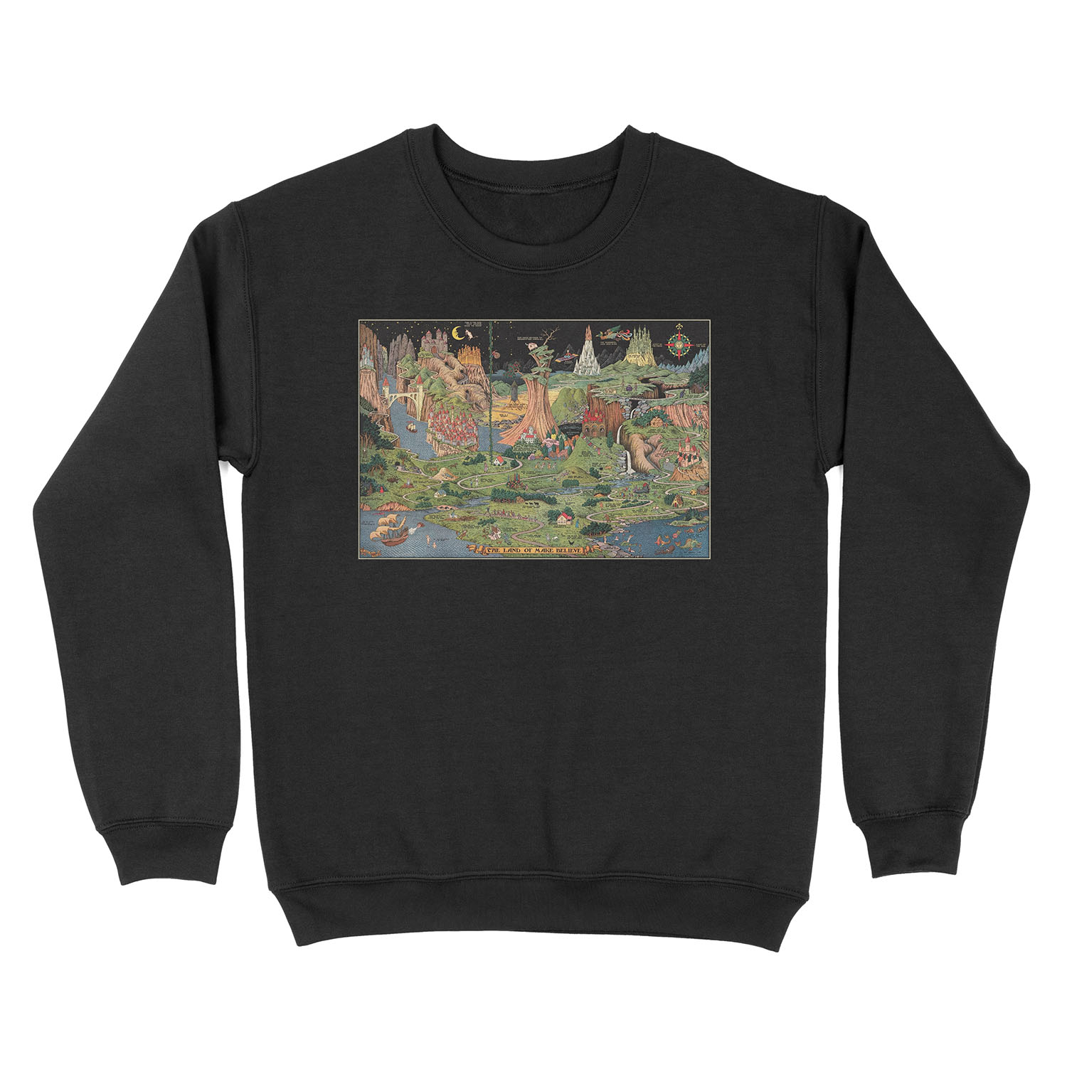 The Land of Make Believe - fairy tale art / imaginary map Unisex Crewneck Sweatshirt