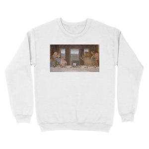 Alternative view of The Last supper CAT meme Unisex Crewneck Sweatshirt