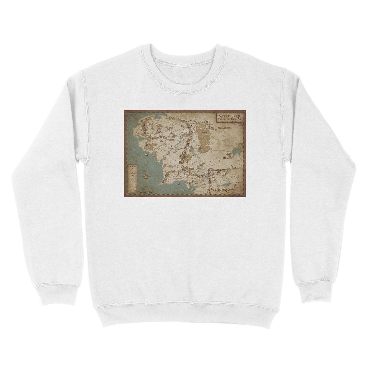 The Map of the Middle of the Earth Region 3rd Age - Giclee Map Unisex Crewneck Sweatshirt - Image 2