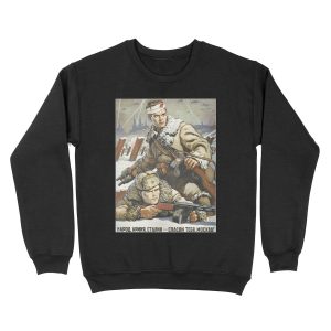 The People, The Army and Stalin: They saved you, Moscow! - WWII Soviet Propaganda Unisex Crewneck Sweatshirt