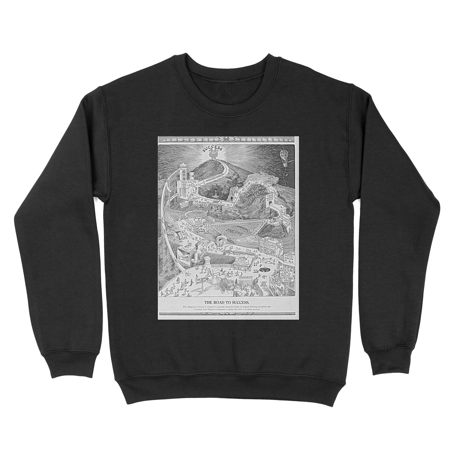 The Road To Success Vintage 1913 Motivational Illustration Unisex Crewneck Sweatshirt