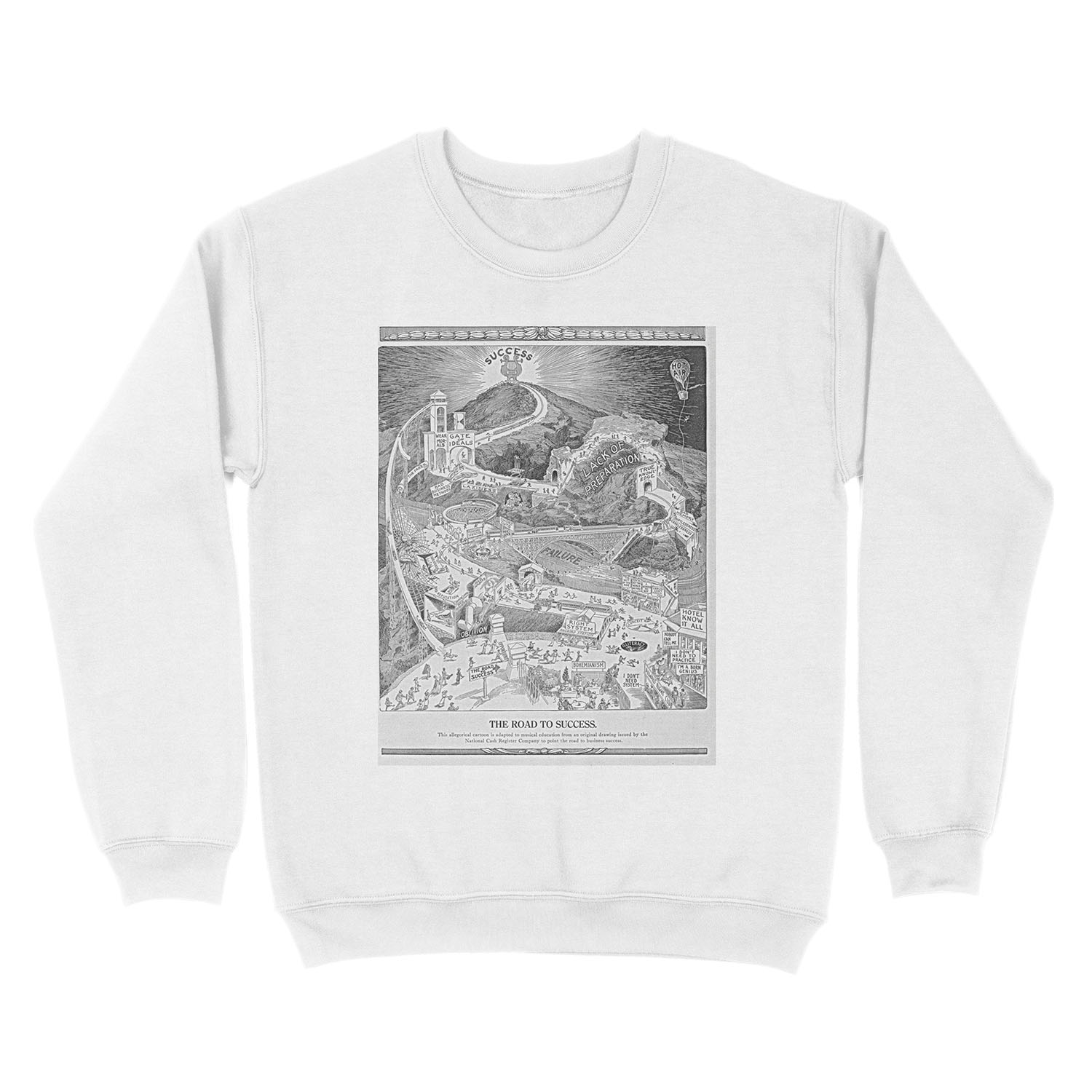 The Road To Success Vintage 1913 Motivational Illustration Unisex Crewneck Sweatshirt - Image 2
