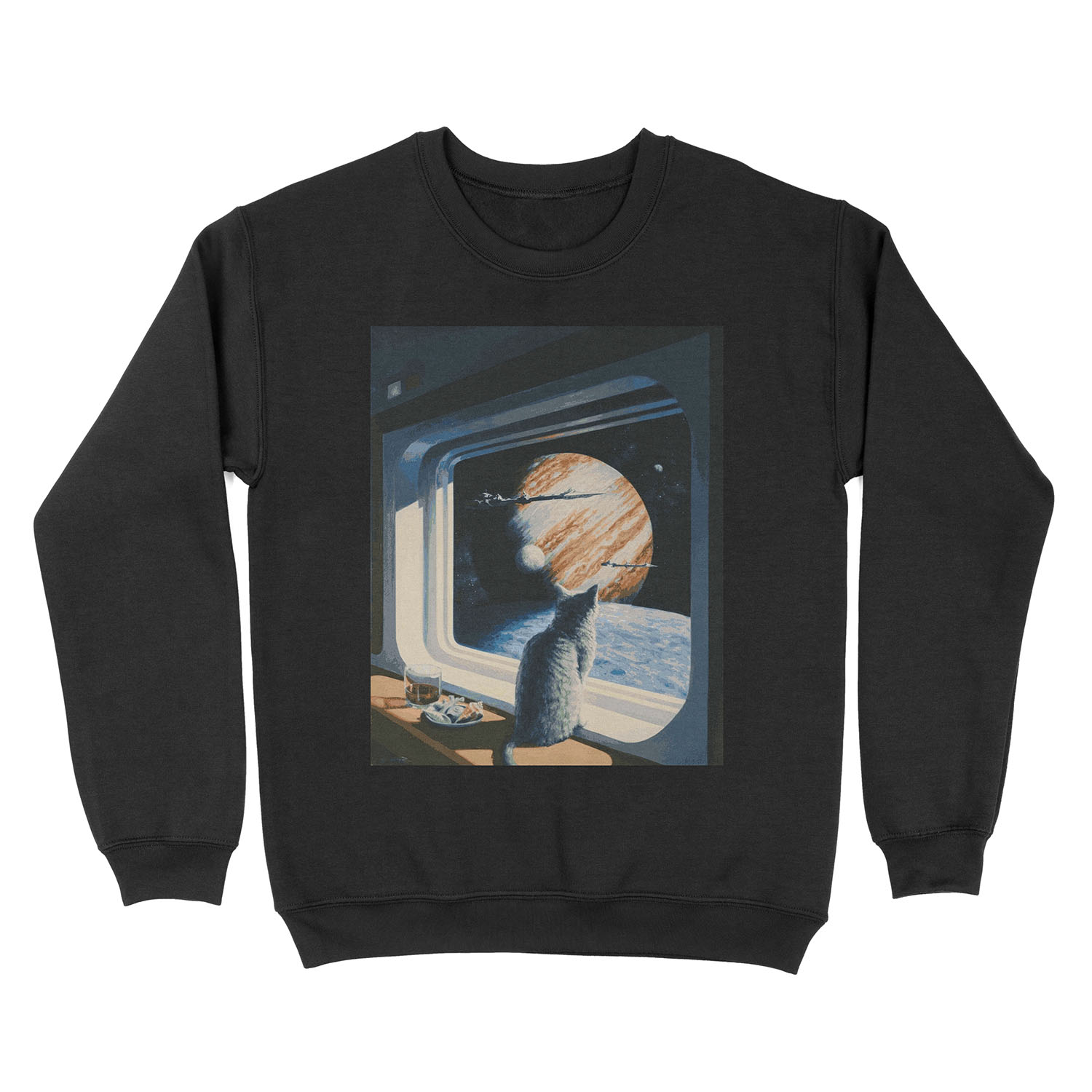 The Space Kitten - Retrofuturistic Vintage Artwork Unisex Crewneck Sweatshirt