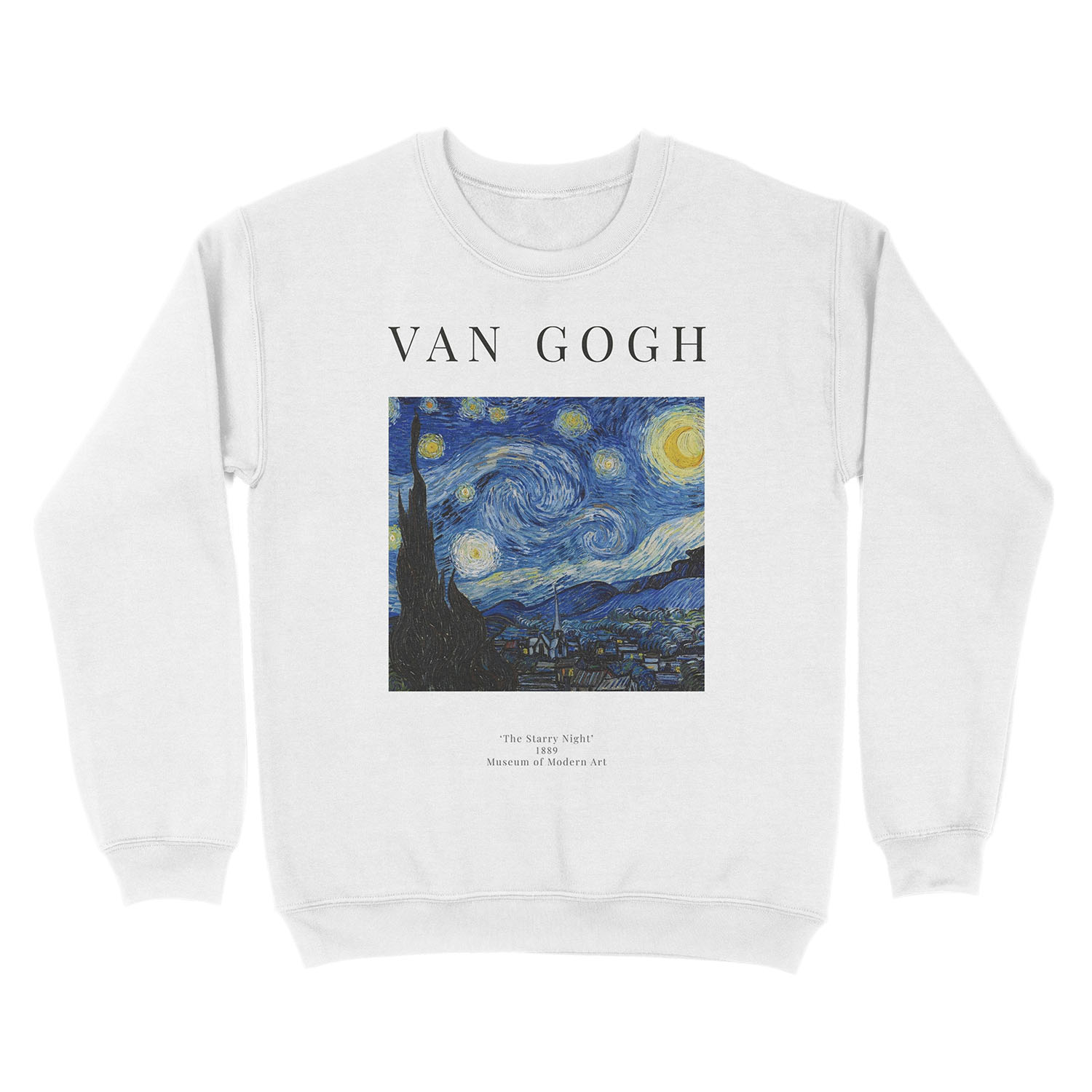 The Starry Night - Vincent Van Gogh - Exhibition Unisex Crewneck Sweatshirt - Image 2