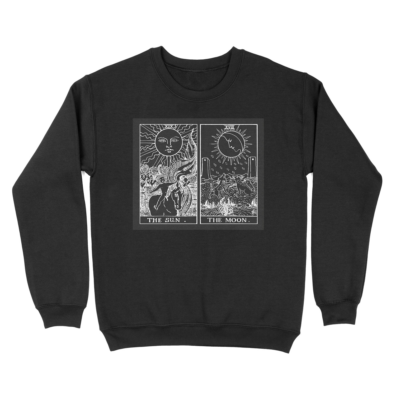 The Sun and Moon Tarot Cards | Pearl & Obsidian Unisex Crewneck Sweatshirt