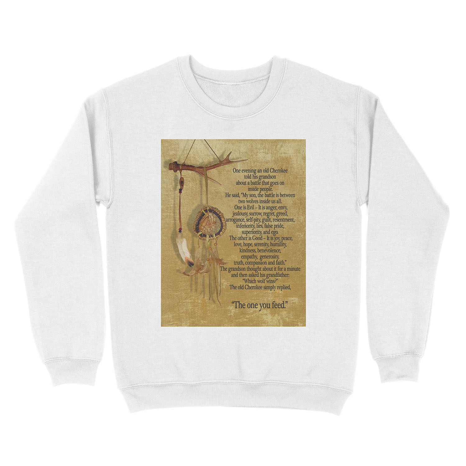 The Two wolves, Cherokee proverb Unisex Crewneck Sweatshirt - Image 2