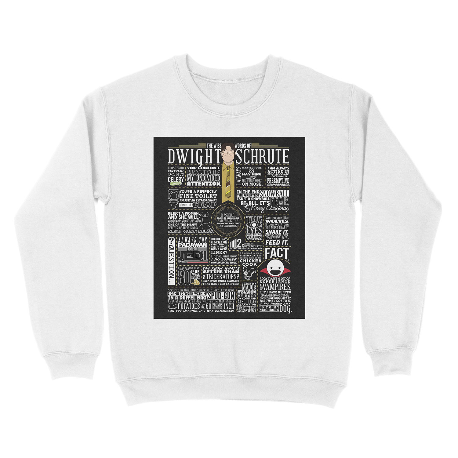 The Wise Words of Dwight Schrute (Dark Tee) Unisex Crewneck Sweatshirt - Image 2