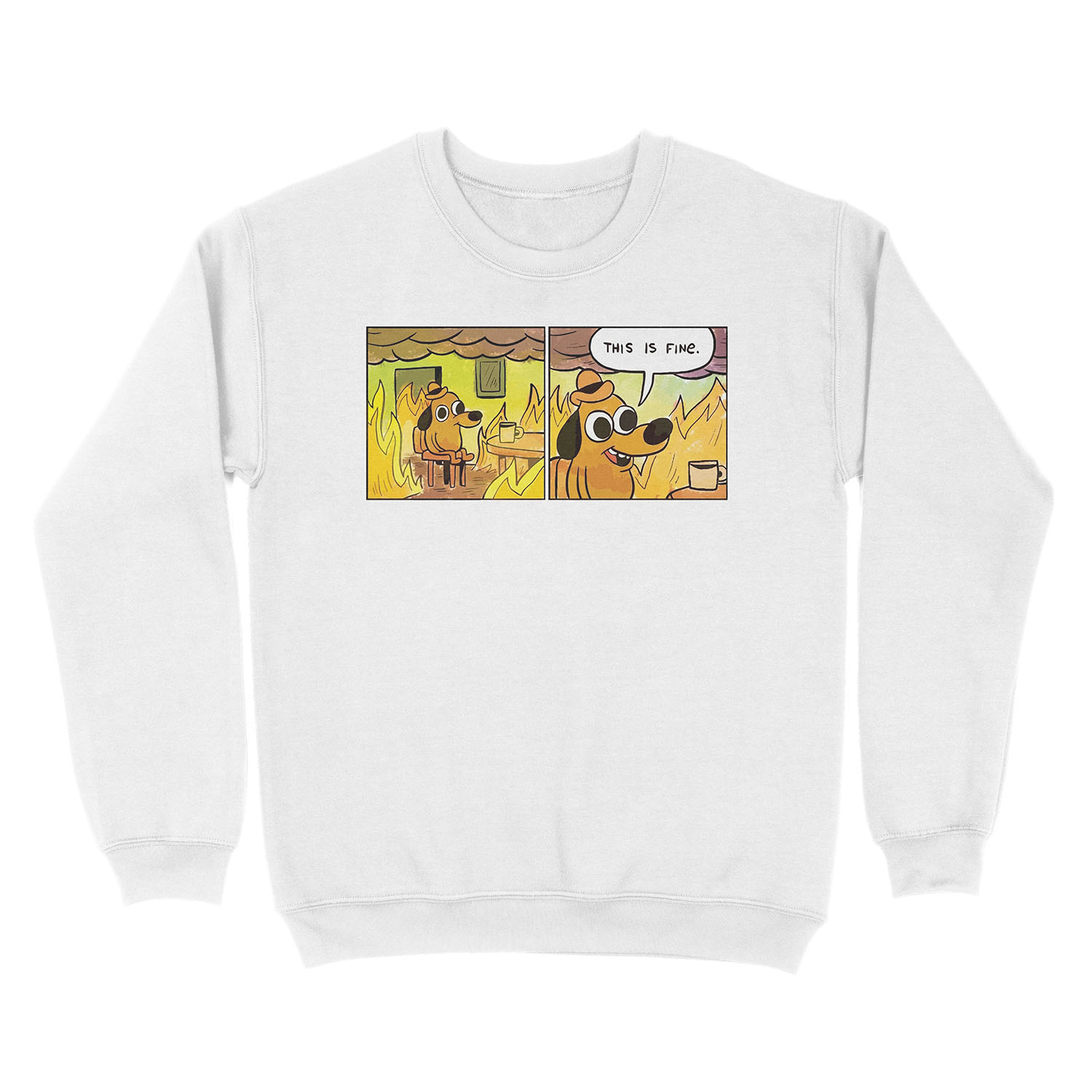 This Is Fine Meme Dog Unisex Crewneck Sweatshirt - Image 2