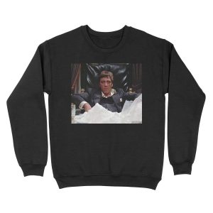 tony montana scarface movie al pacino coke mountain white dope bored boring sit Unisex Crewneck Sweatshirt