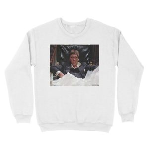 Alternative view of tony montana scarface movie al pacino coke mountain white dope bored boring sit Unisex Crewneck Sweatshirt