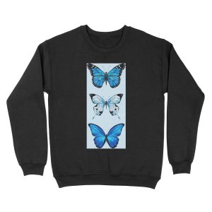Trio of Blue Butterfly Unisex Crewneck Sweatshirt