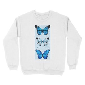 Alternative view of Trio of Blue Butterfly Unisex Crewneck Sweatshirt