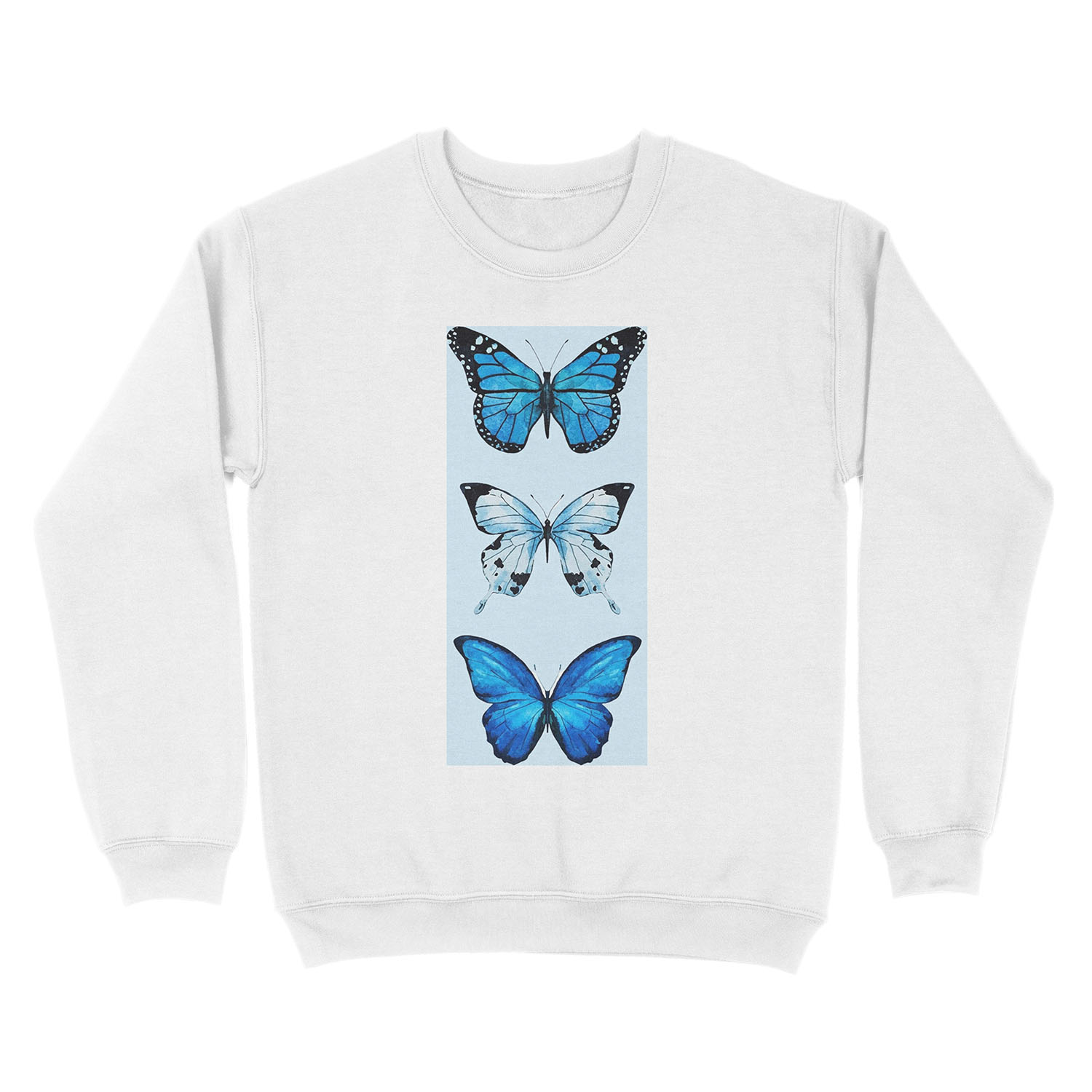 Trio of Blue Butterfly Unisex Crewneck Sweatshirt - Image 2
