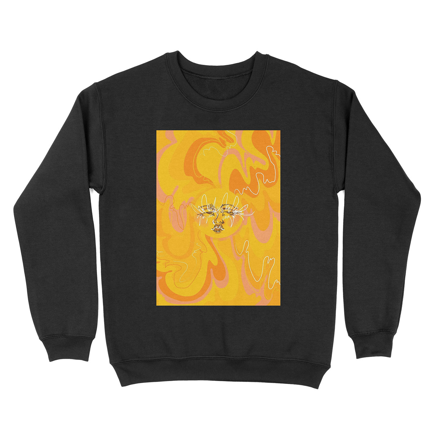 Trippy Orange and Yellow 60's/70's Inspired Sun Unisex Crewneck Sweatshirt