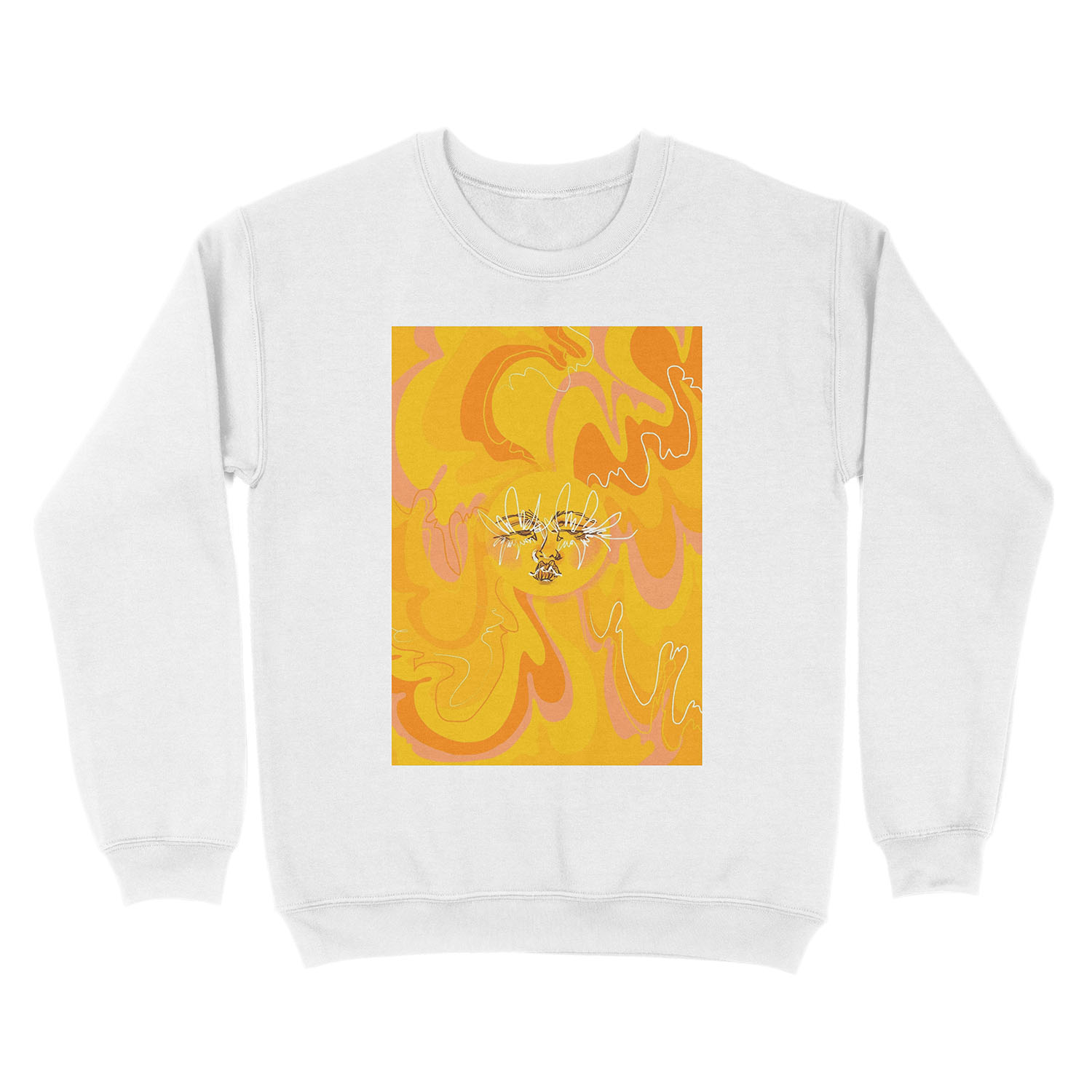 Trippy Orange and Yellow 60's/70's Inspired Sun Unisex Crewneck Sweatshirt - Image 2
