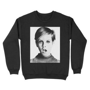 Twiggy black and white portrait Unisex Crewneck Sweatshirt