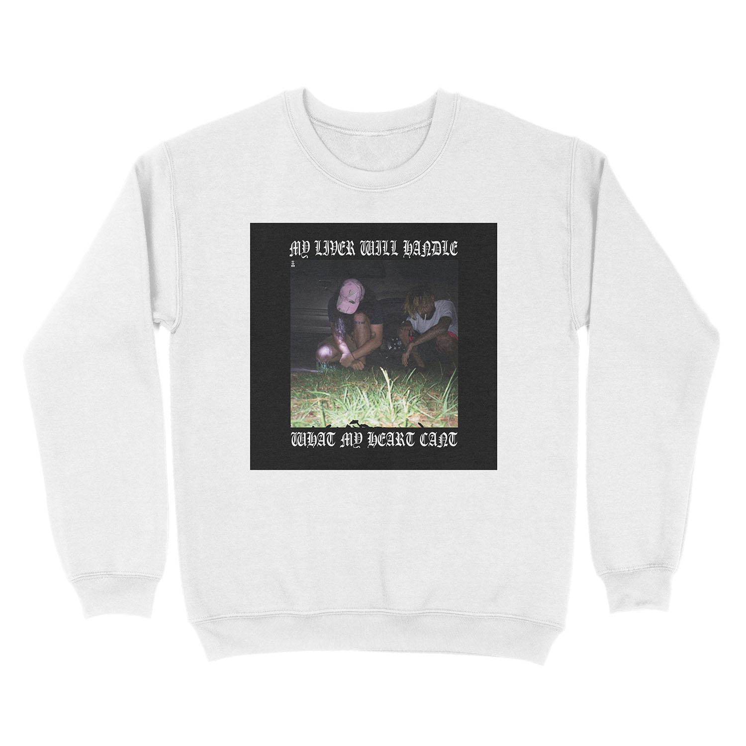 $uicideboy$ MY LIVER WILL HANDLE WHAT MY HEART CANT (white) Unisex Crewneck Sweatshirt - Image 2