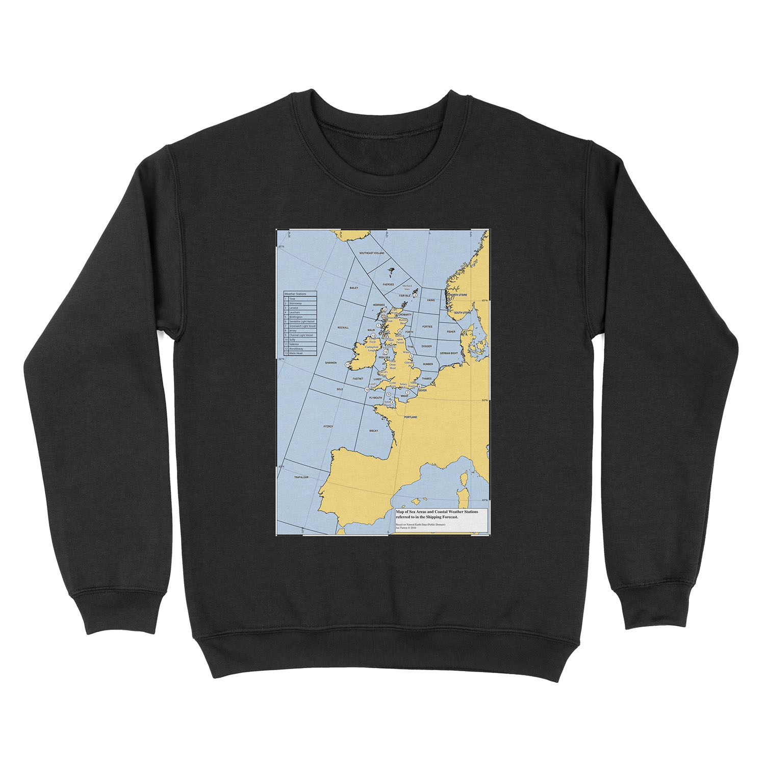 UK Shipping Forecast Map Unisex Crewneck Sweatshirt