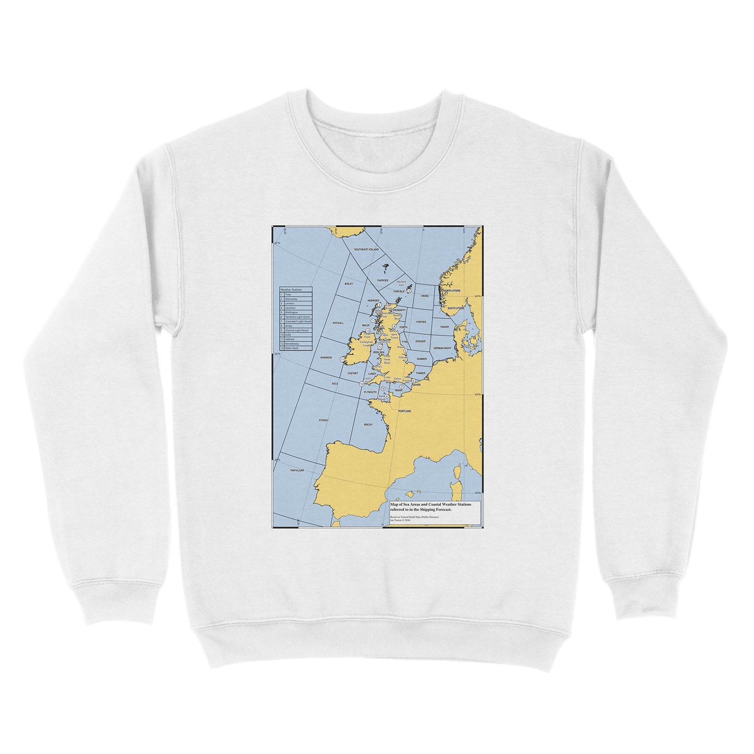 UK Shipping Forecast Map Unisex Crewneck Sweatshirt - Image 2