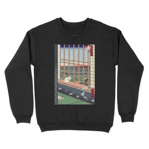 Utagawa Hiroshige Japanese Woodblock Cat Print Unisex Crewneck Sweatshirt