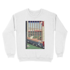 Alternative view of Utagawa Hiroshige Japanese Woodblock Cat Print Unisex Crewneck Sweatshirt