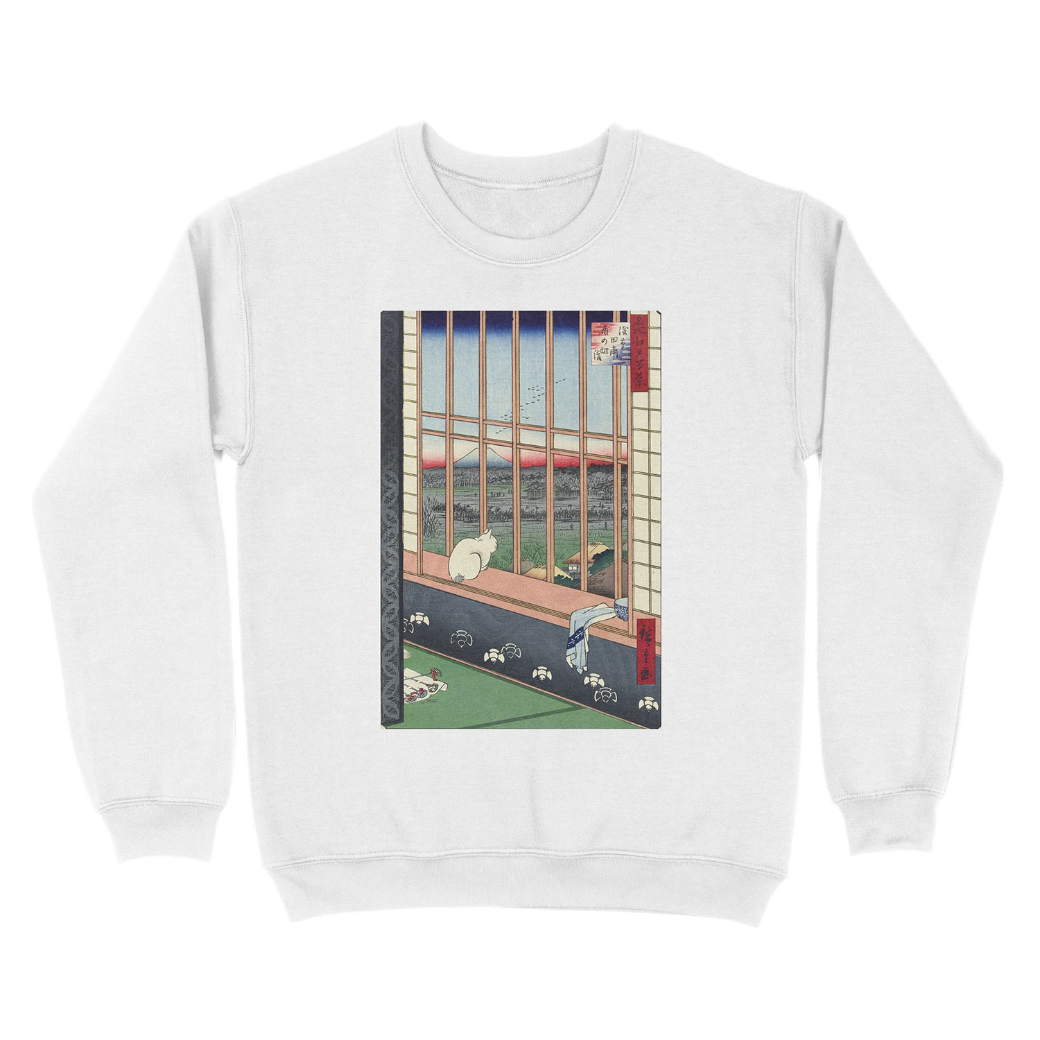 Utagawa Hiroshige Japanese Woodblock Cat Print Unisex Crewneck Sweatshirt - Image 2