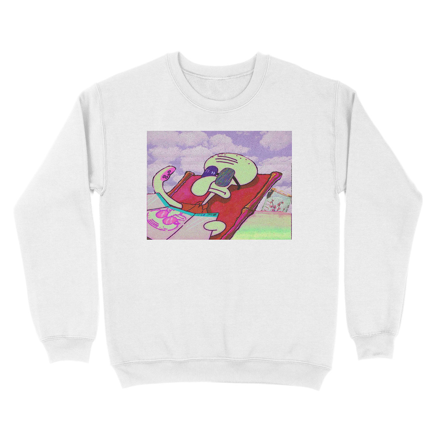 Vaporwave Low-FI Aesthetic Squidward Unisex Crewneck Sweatshirt - Image 2