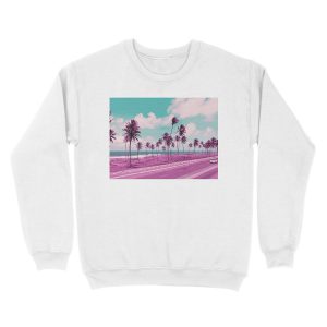 Alternative view of Vaporwave Sea Side Road Unisex Crewneck Sweatshirt