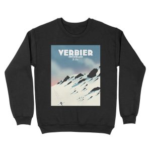 Verbier Switzerland ski poster Unisex Crewneck Sweatshirt