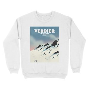 Alternative view of Verbier Switzerland ski poster Unisex Crewneck Sweatshirt