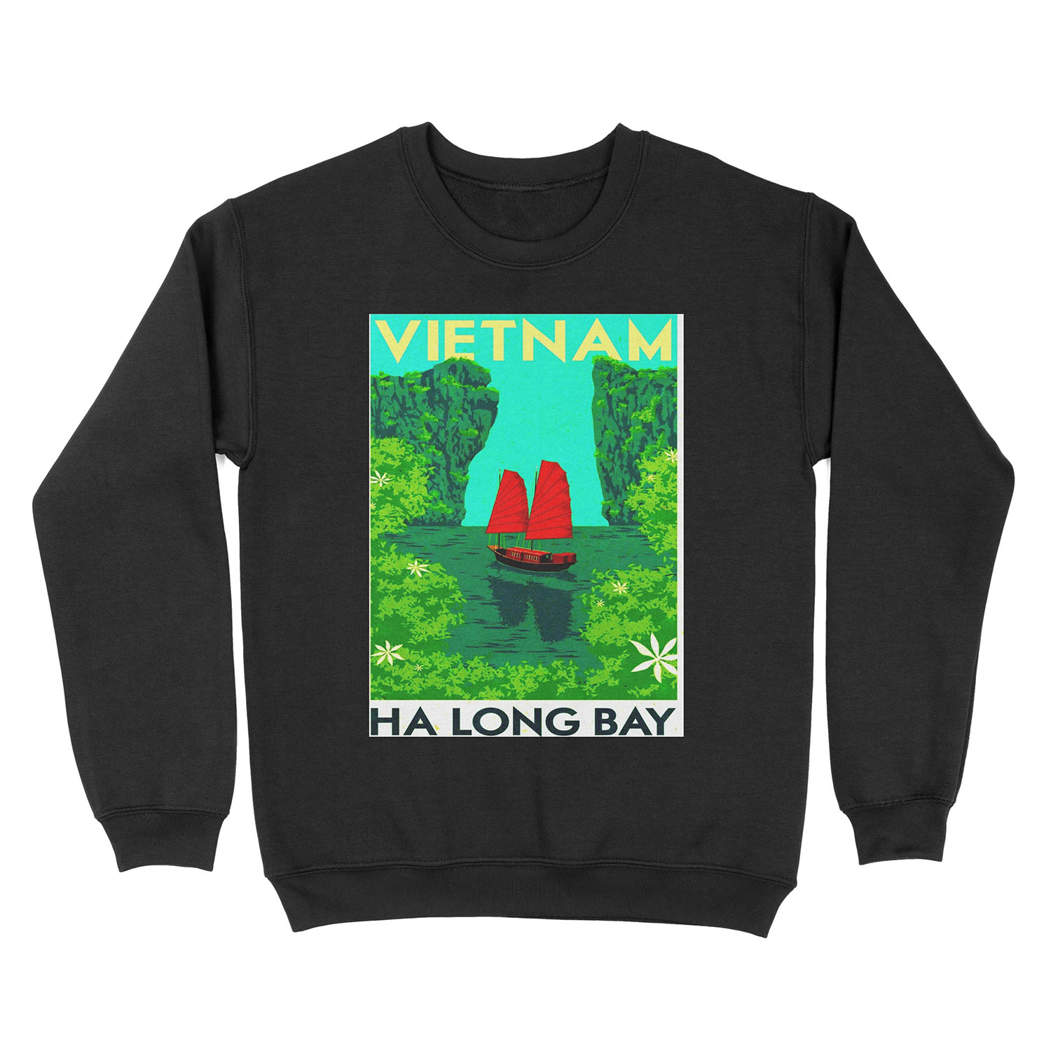 VIETNAM Vintage Ha Long Bay Travel Print Unisex Crewneck Sweatshirt