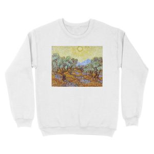 Alternative view of Vincent Van Gogh "Olive Trees with Yellow Sky and Sun", 1889 Unisex Crewneck Sweatshirt