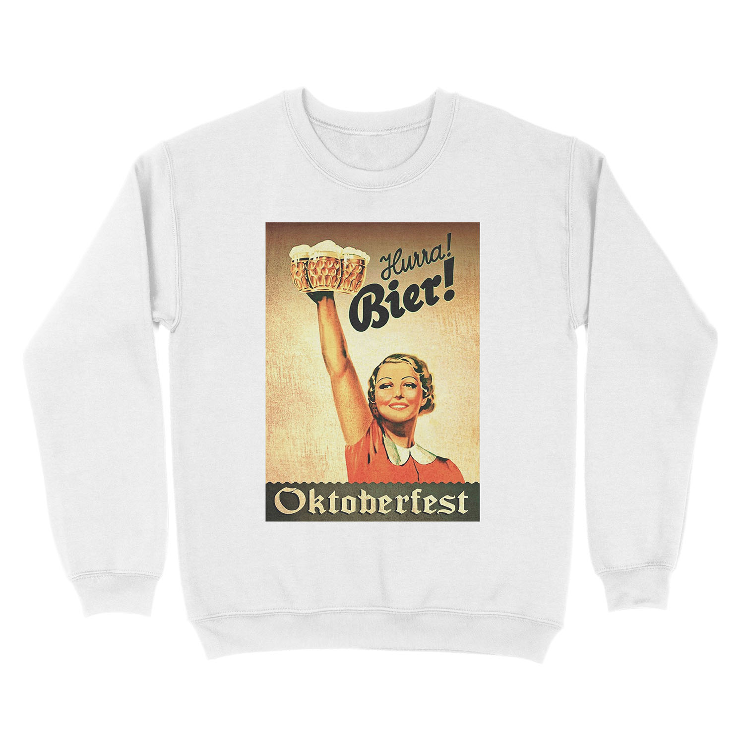 Vintage 1930s Oktoberfest Hurra Bier Unisex Crewneck Sweatshirt - Image 2