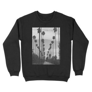 Vintage Black & White California Palm Trees Photo Unisex Crewneck Sweatshirt