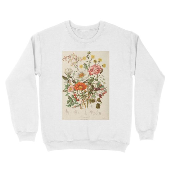 vintage flowers poster Unisex Crewneck Sweatshirt - Image 2